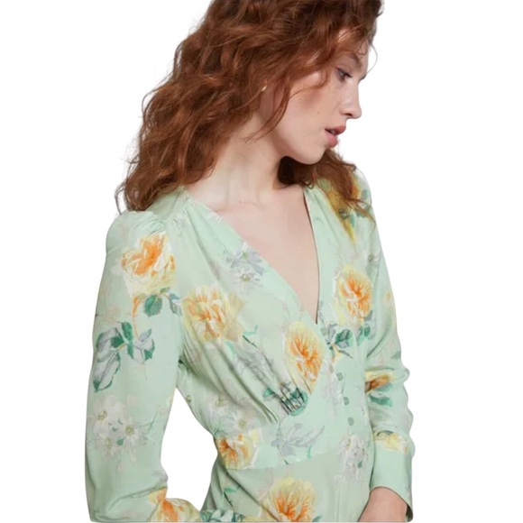 & Other Stories Button Detail Midi Floral Green Dress NWOT - Picture 1 of 14